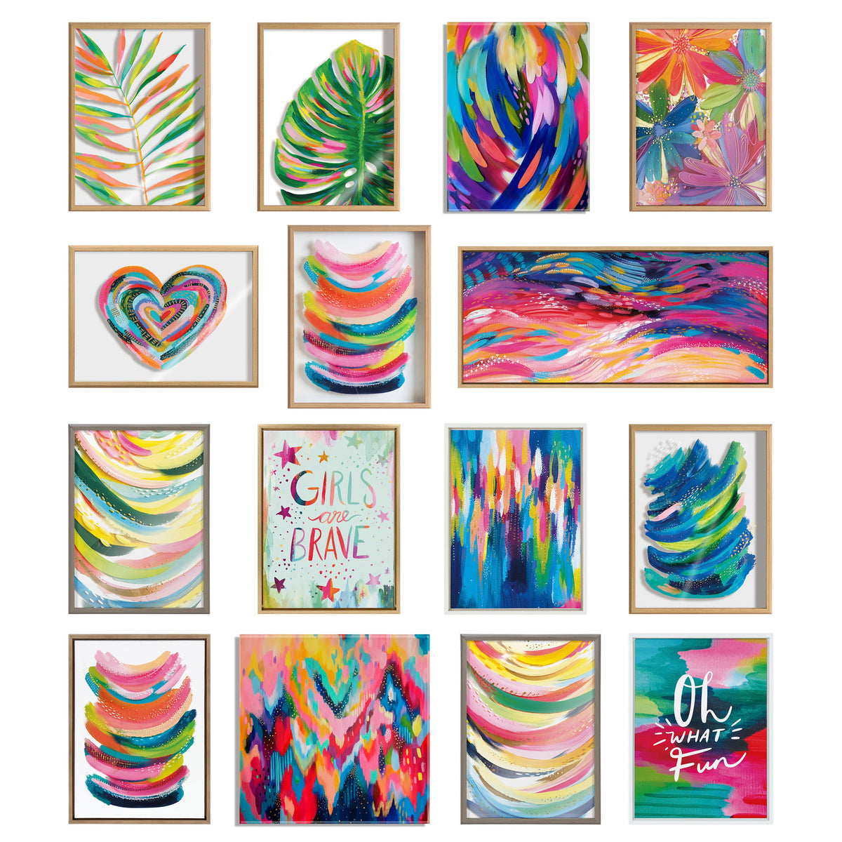 Sylvie Brush Strokes 90 Framed Canvas Set by Jessi Raulet of Ettavee