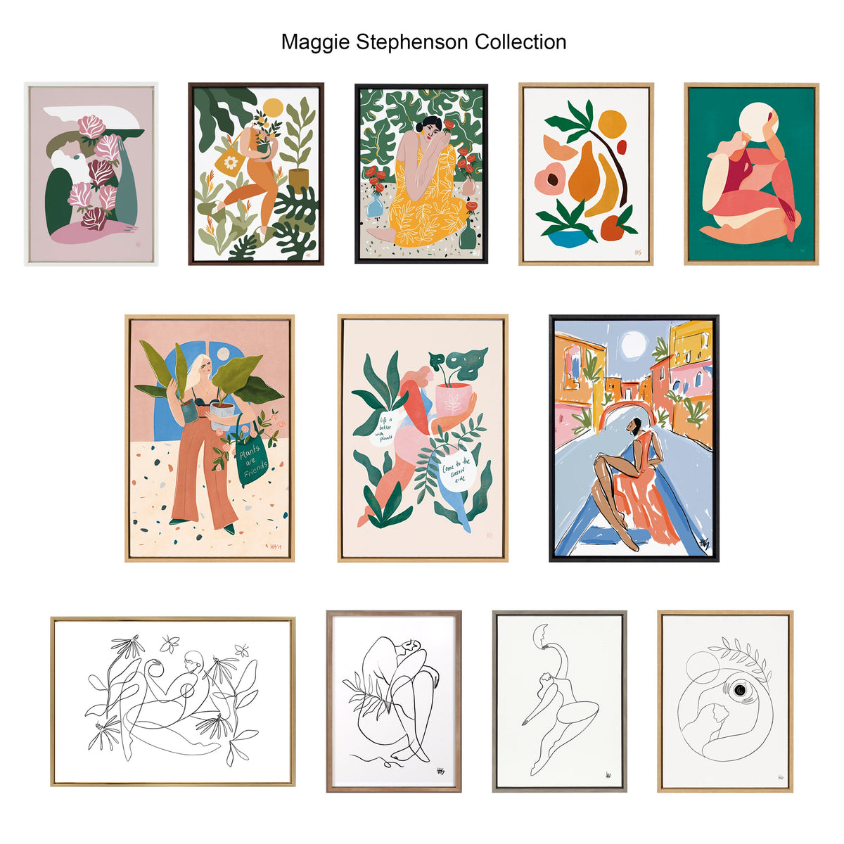 Sylvie Abstract Figure 4 Framed Canvas by Maggie Stephenson