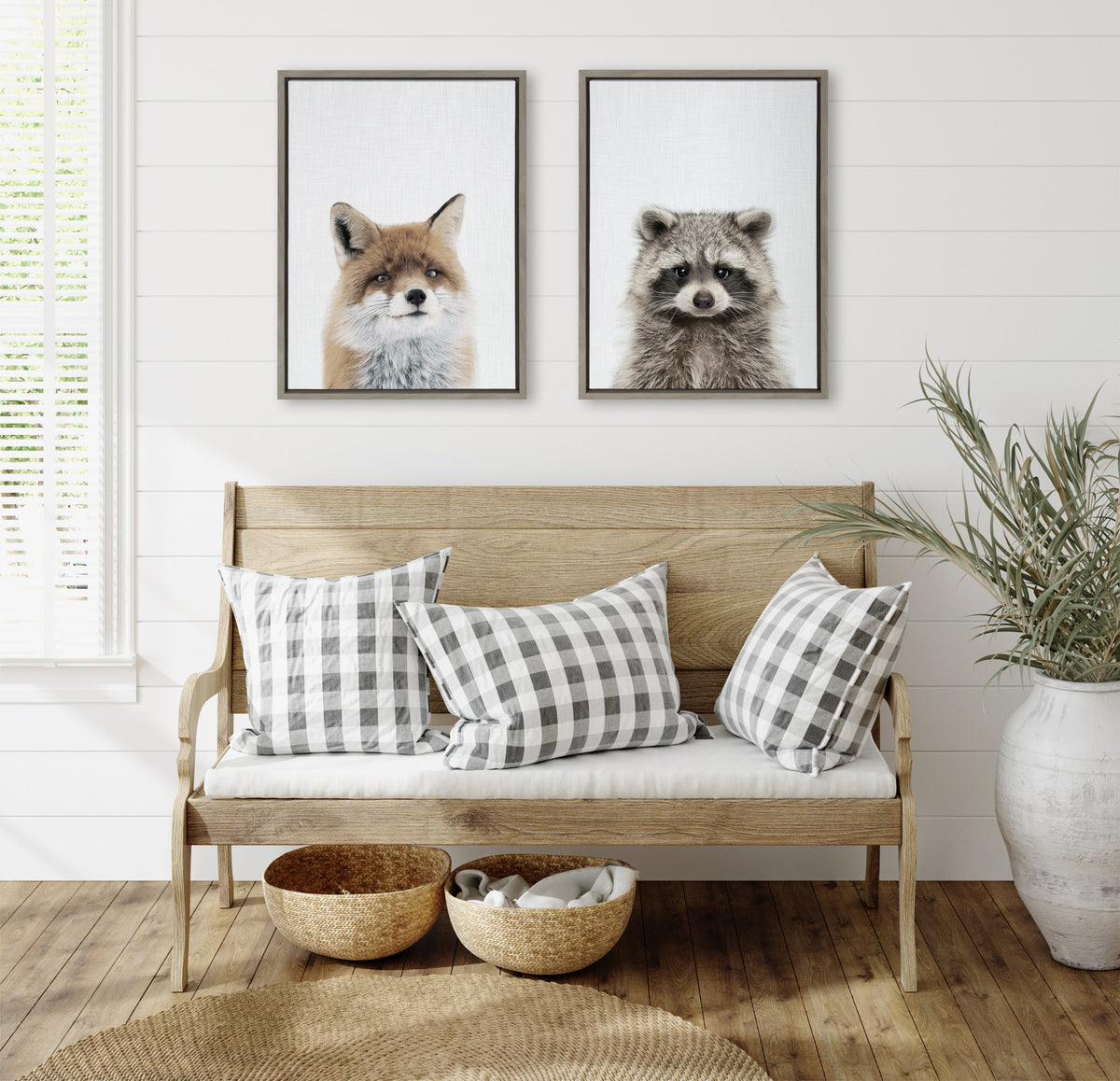 Sylvie Raccoon Color Framed Canvas by Simon Te of Tai Prints
