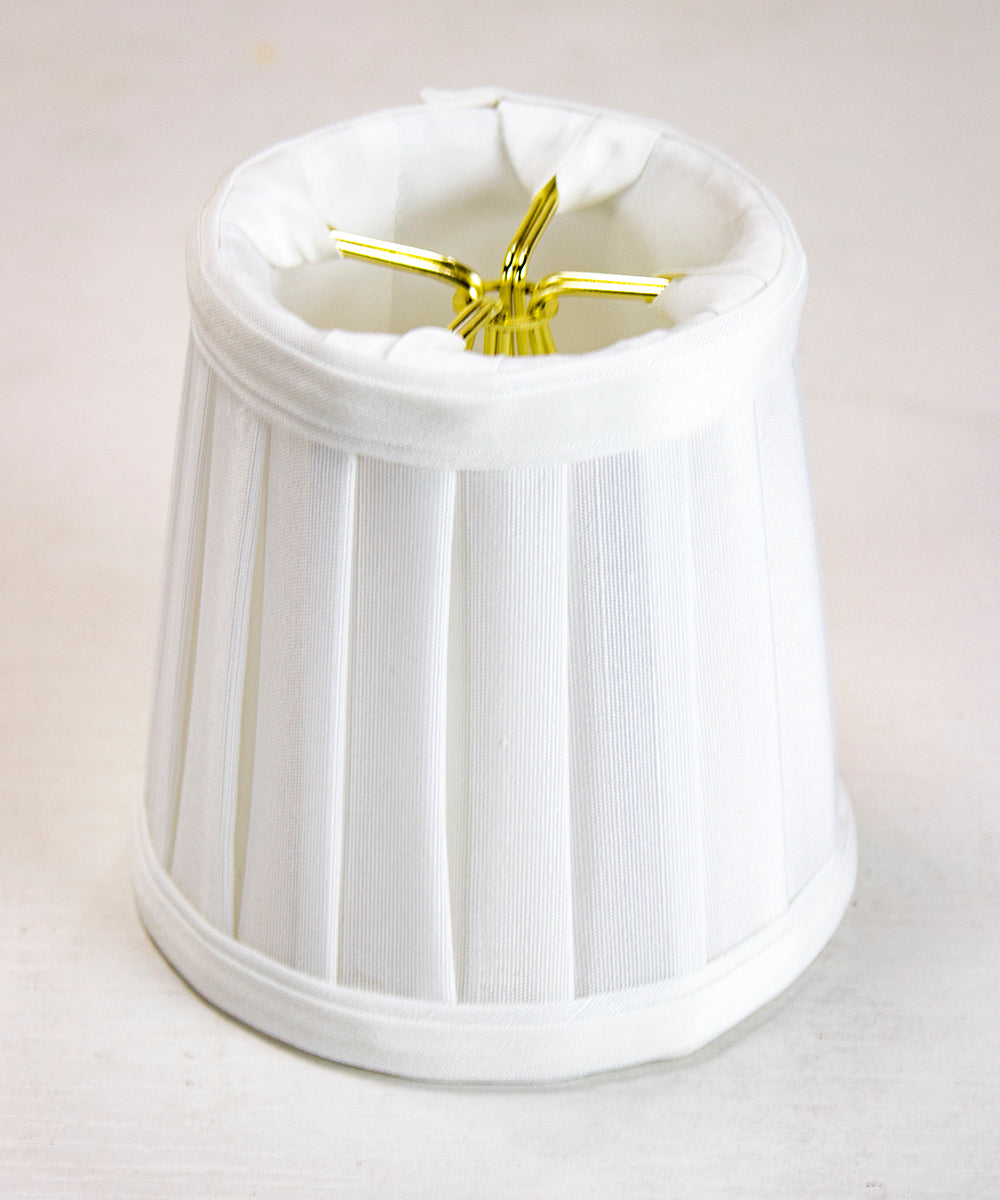 Home Concept Set of 6 Down White Pleated Clip-on Candelabra Lamp Shade - 4"W x 4" Slant Height
