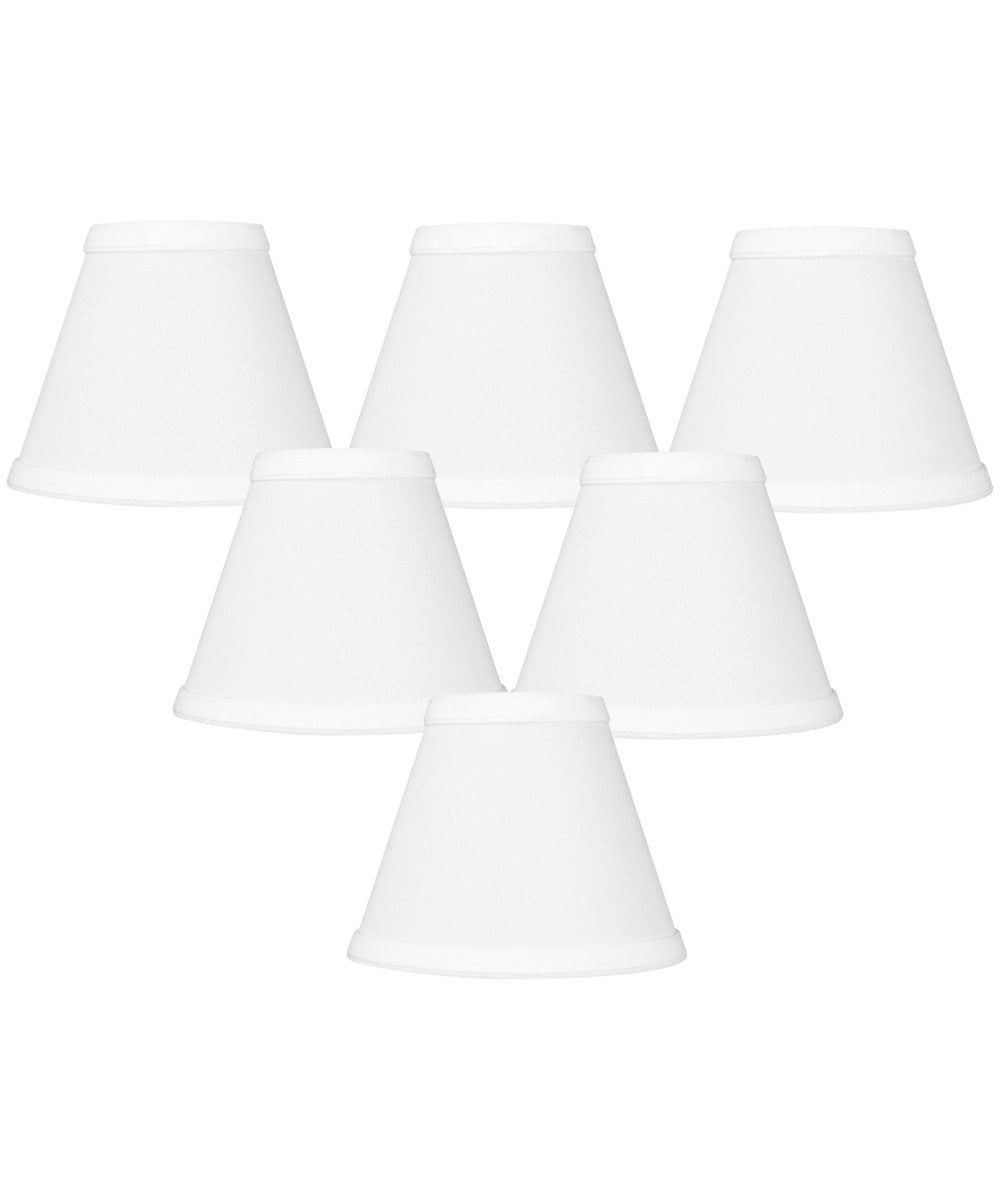 Home Concept Set of 6 Chandelier White Linen Clip-On Lamp Shade - 6"W x 5" Slant Height