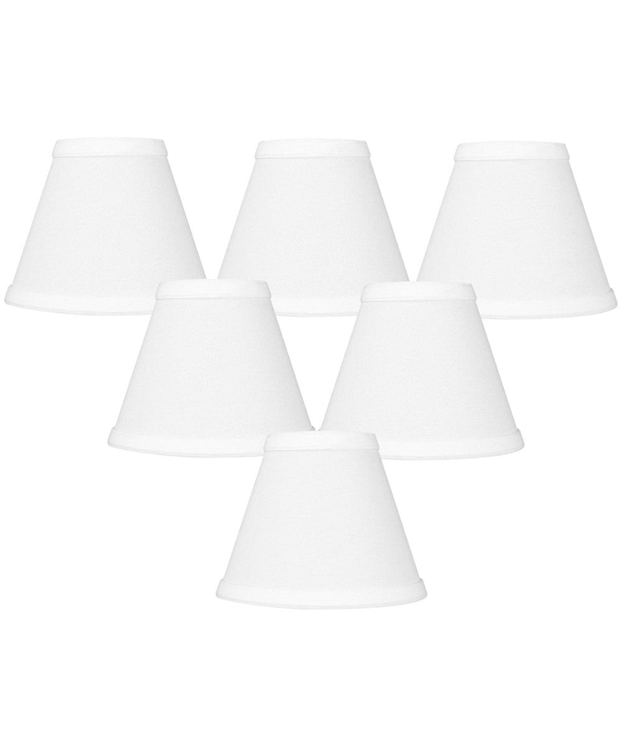 Home Concept Set of 6 Chandelier White Linen Clip-On Lamp Shade - 6"W x 5" Slant Height