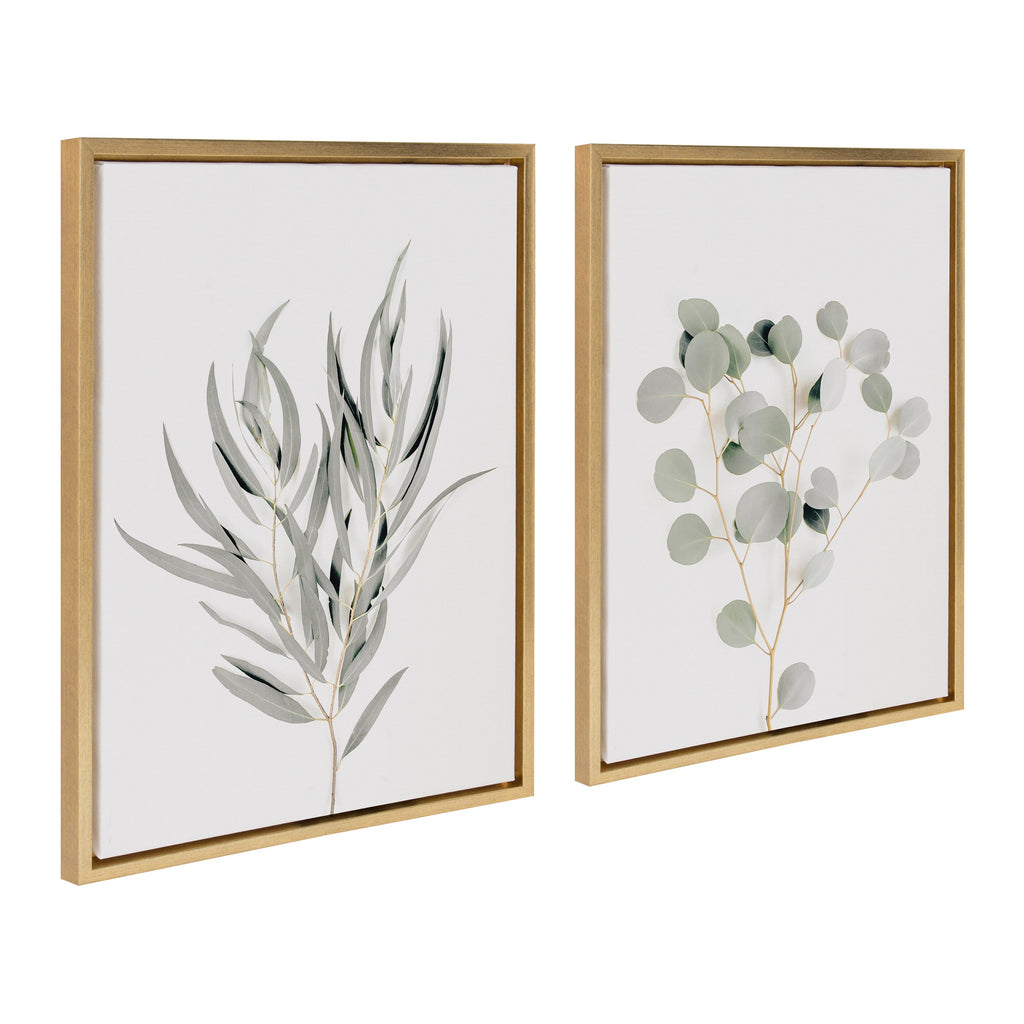 Sylvie Neutral Botanical 1 and 2 Framed Canvas Set of 2 by The Creative Bunch Studio