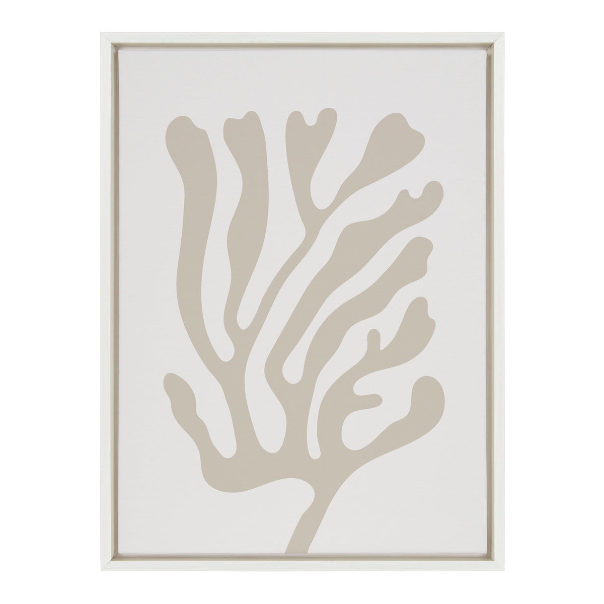 Sylvie Abstract Coral Coastal Beige Framed Canvas by The Creative Bunch Studio