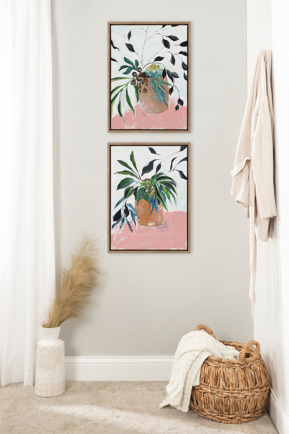 Sylvie Wild Foliage l and II Framed Canvas Art Set of 2 by Nikita Jariwala