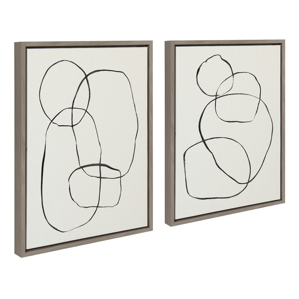 Sylvie Going in Circles Framed Textured Canvas Set of 2 by Teju Reval of SnazzyHues