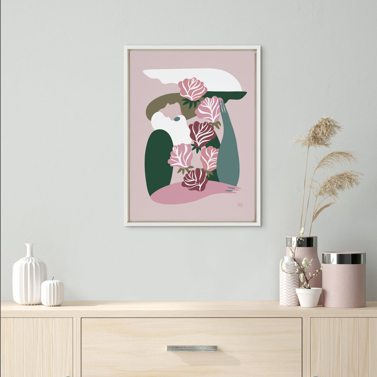 Sylvie Abstract Figure 4 Framed Canvas by Maggie Stephenson