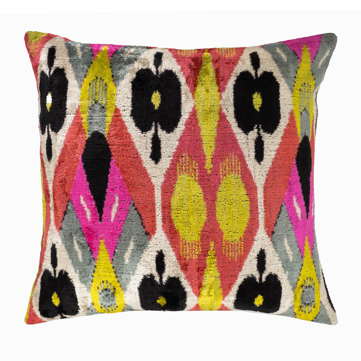 Euphora Silk Velvet Ikat Pillow Cover, 24 x 24