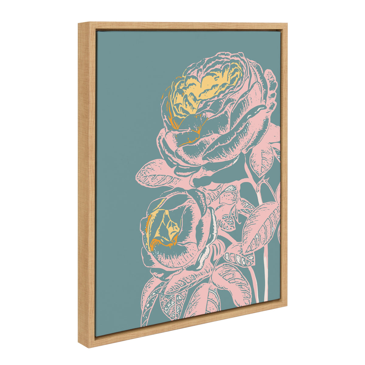 Sylvie Floral in Teal Framed Canvas by Apricot and Birch