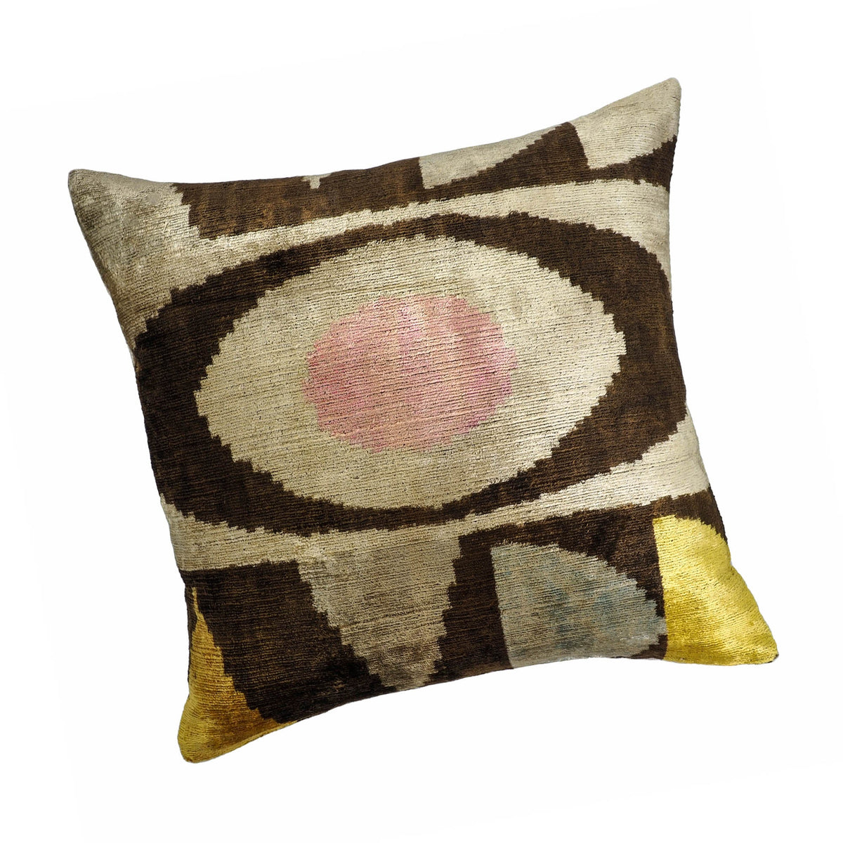 Eye of Ra 2 Silk Velvet Ikat Throw Pillow Cover, 24 x 24