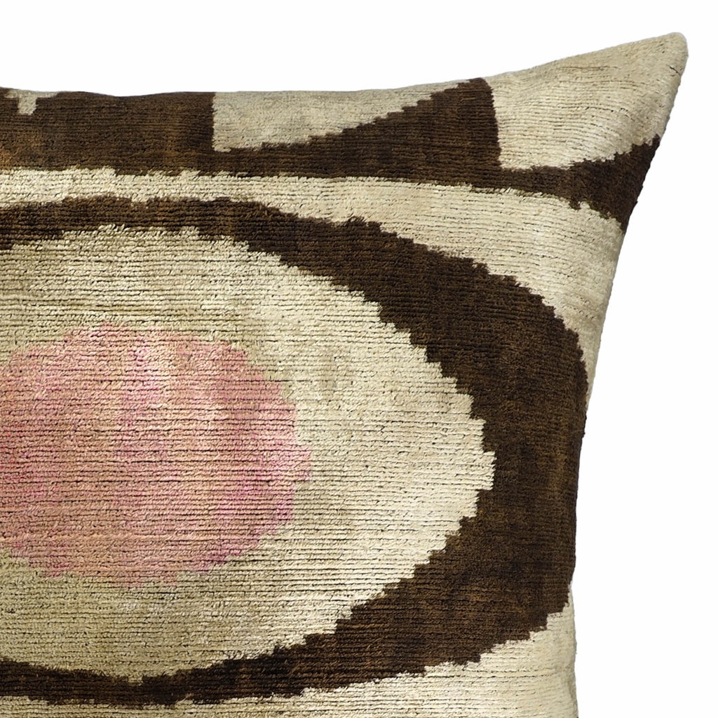 Eye of Ra 2 Silk Velvet Ikat Throw Pillow Cover, 24 x 24