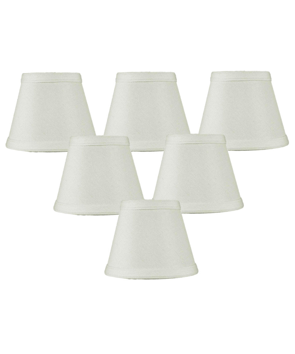 Home Concept Set of 6 Clip-on Candelabra Lamp Shade Light Oatmeal Fabric - 5"W x 4" Slant Height