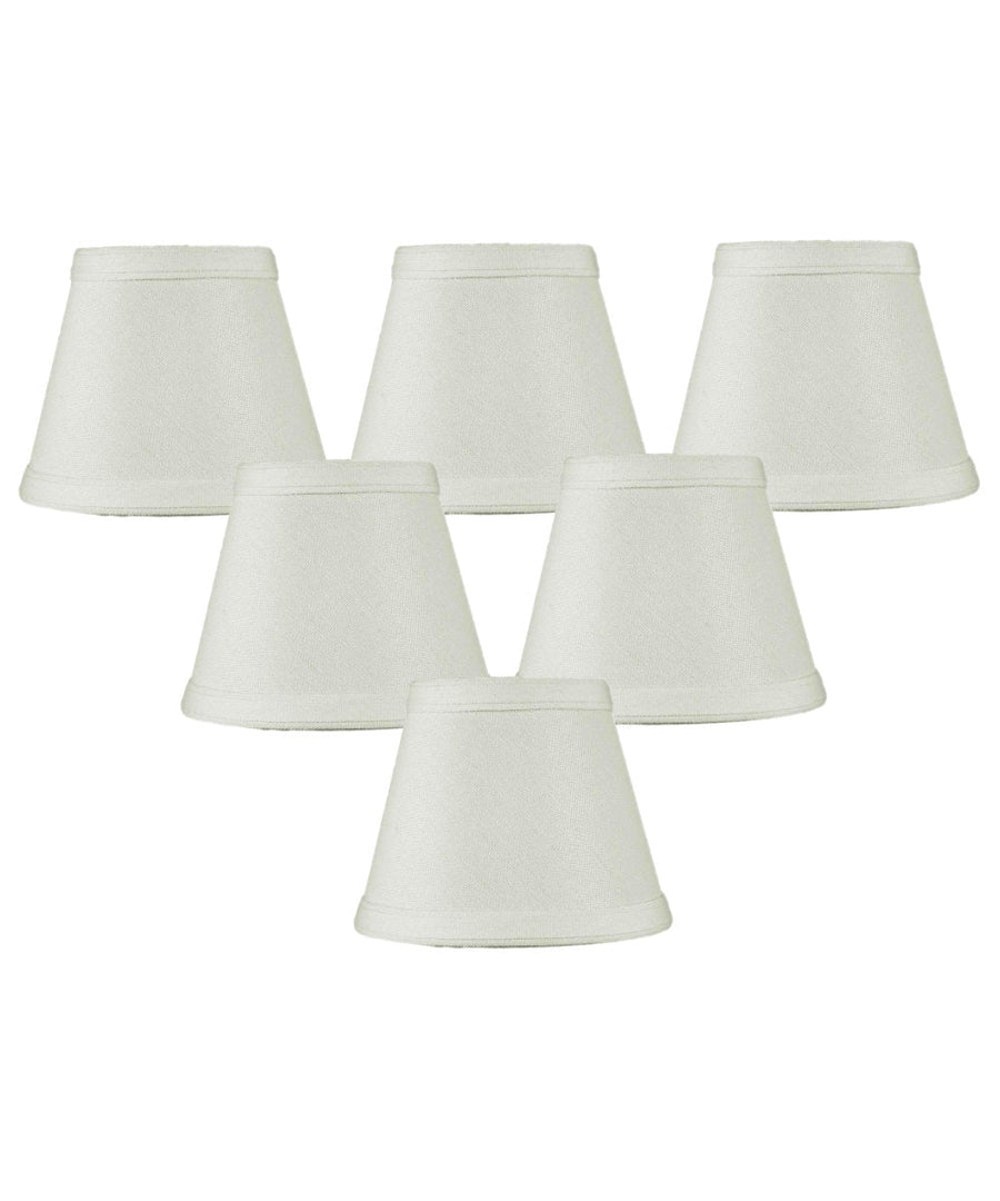 Home Concept Set of 6 Clip-on Candelabra Lamp Shade Light Oatmeal Fabric - 5"W x 4" Slant Height