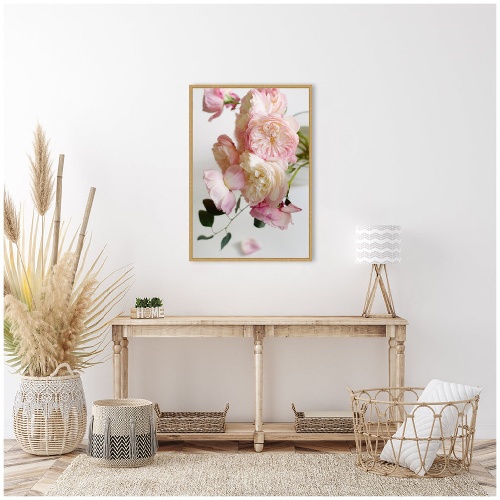 Sylvie Soft Pink Flower Bouquet Framed Canvas by Kristy Campbell