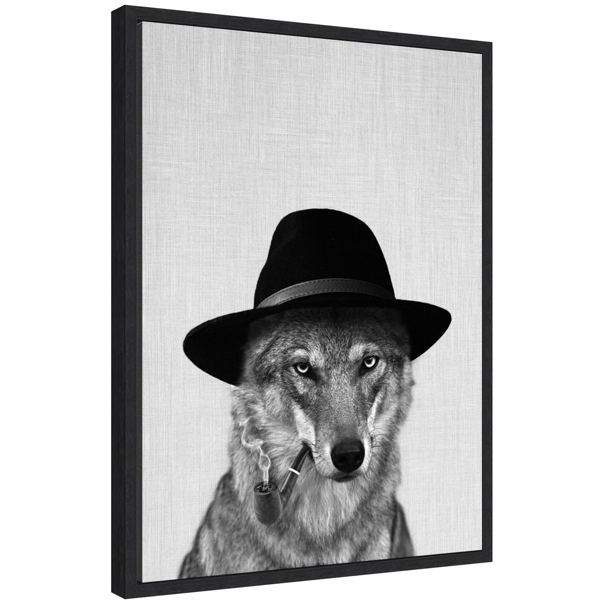 Sylvie Minimalist Wolf Woody Hutson Framed Canvas by Simon Te of Tai Prints