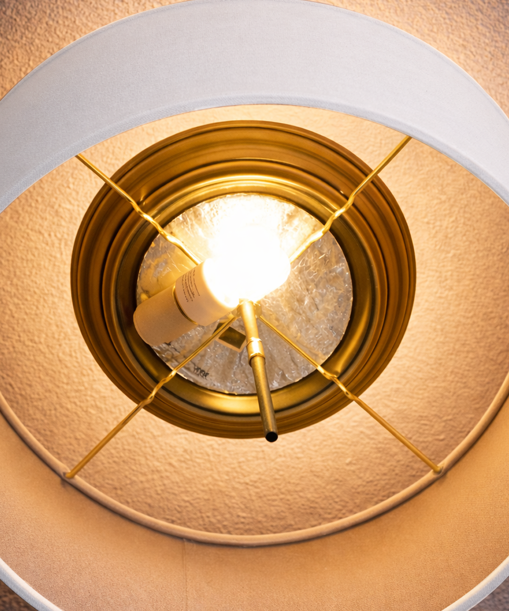 Home Concept Moderne Flush Mount Conversion Kit 18"w White Linen Shallow Drum Lamp Shade