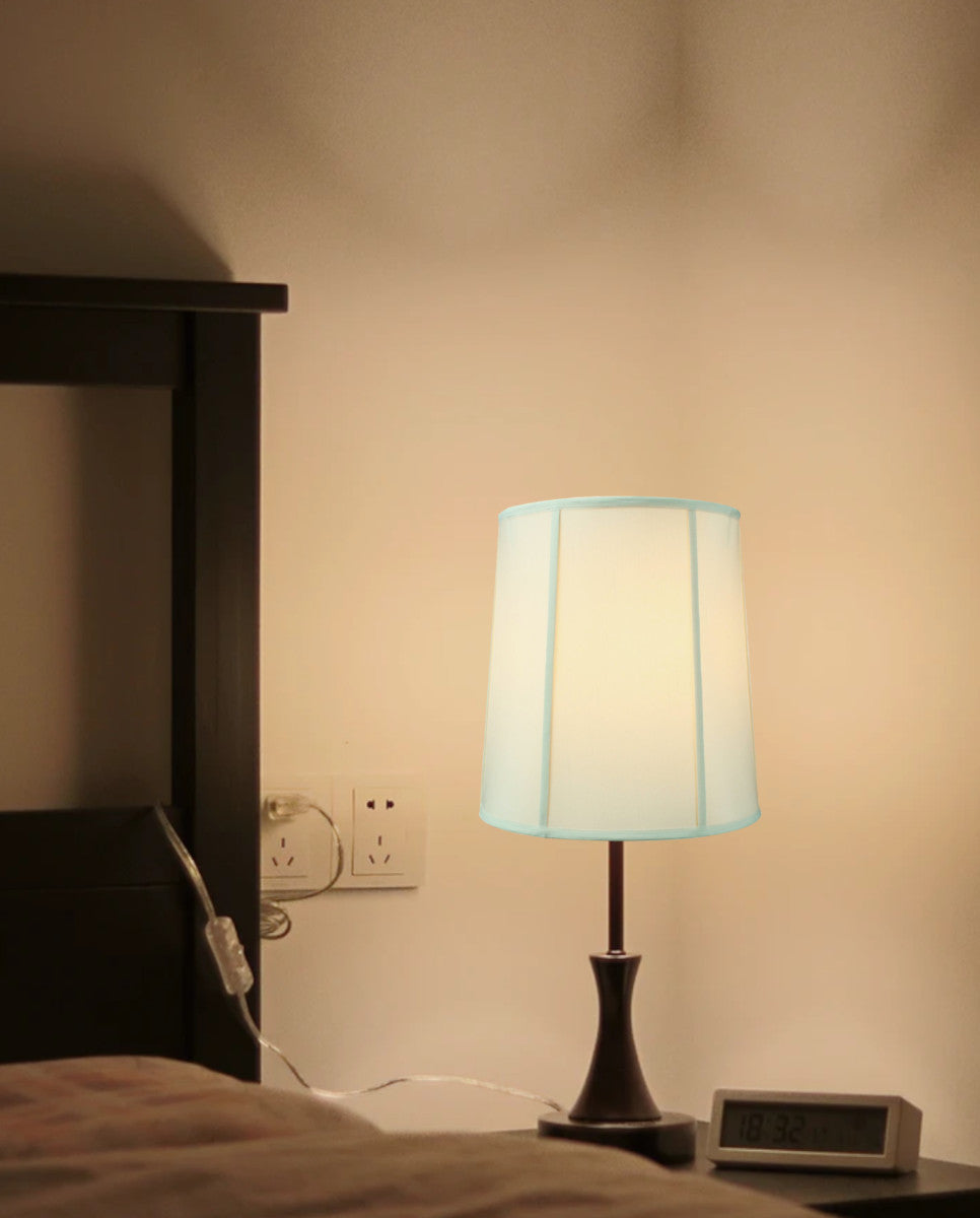 Home Concept Drum Lamp Shade with Piping Eggshell - 14"W x 15" Slant Height