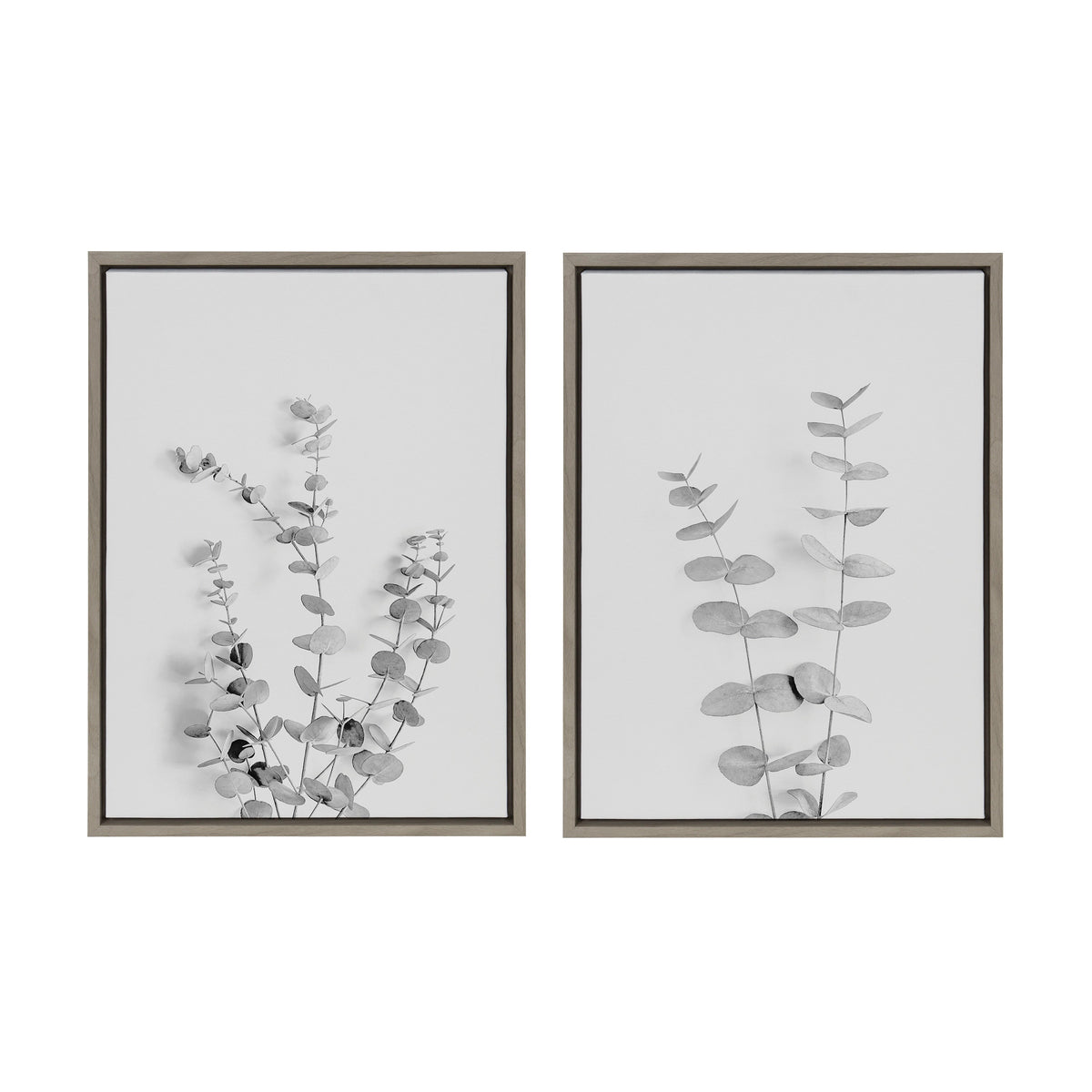 Sylvie Neutral Botanical 3 and 4 Soft White Framed Canvas by The Creative Bunch Studio