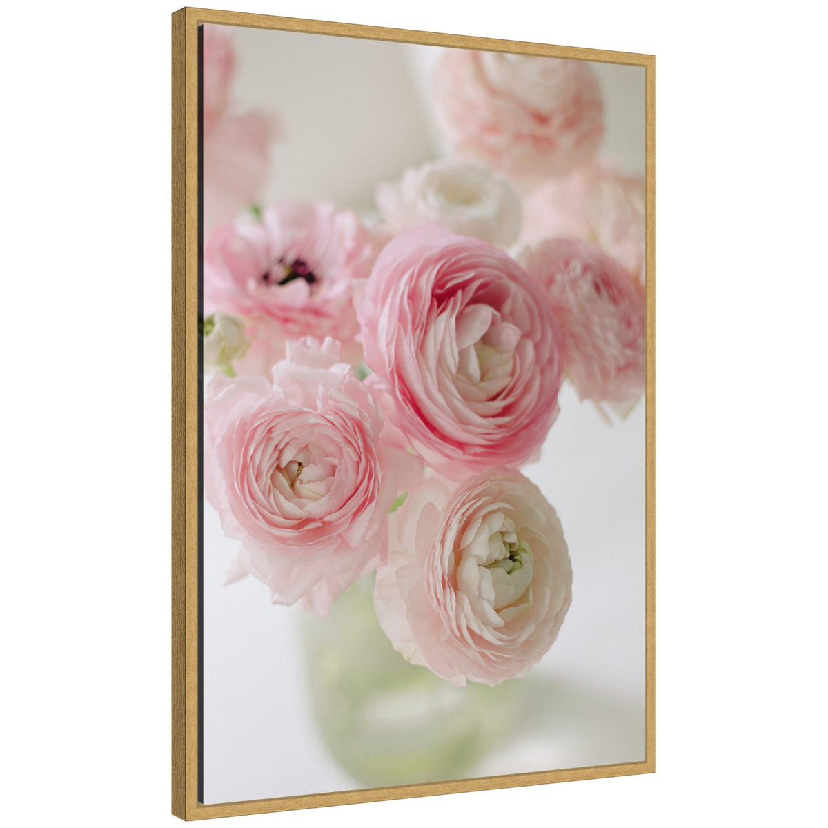 Sylvie Delicate Pink Ranunculus Flower Bouquet Framed Canvas by Kristy Campbell