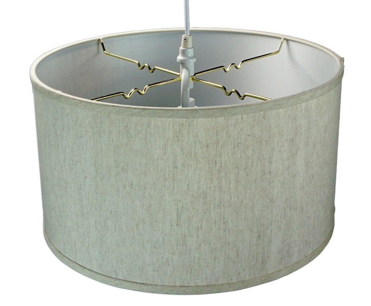 Home Concept 1-Light Plug-In Swag Pendant Light 16"w Textured Oatmeal Shade, 17' White Cord