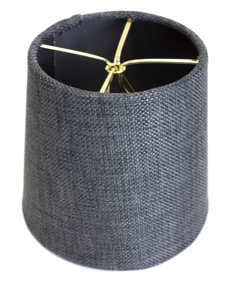 Home Concept Granite Gray Burlap Drum Clip-On Lamp Shades, Set of 6, 6"W x 5"H