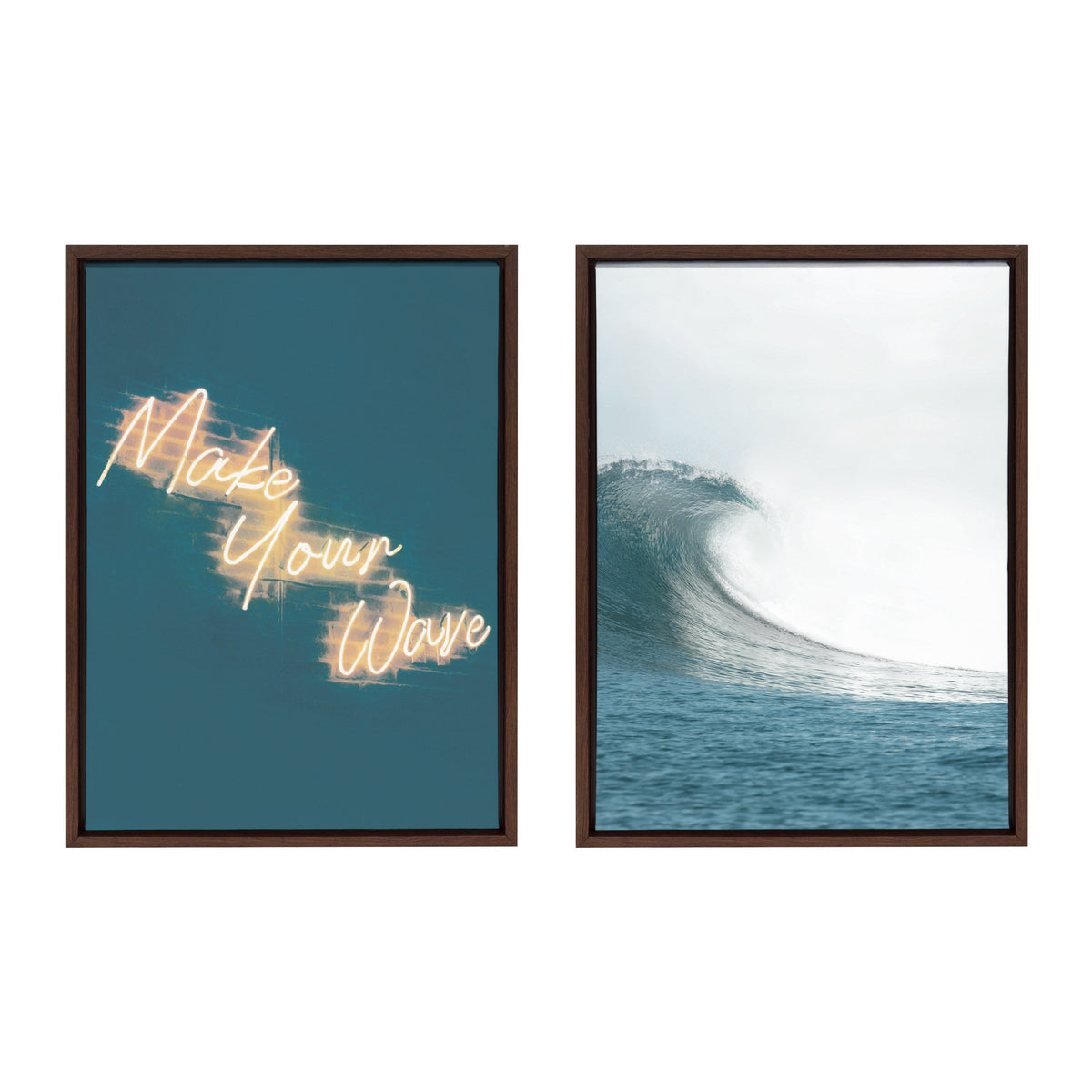 Sylvie Make Your Wave Framed Canvas Set of 2 by The Creative Bunch Studio