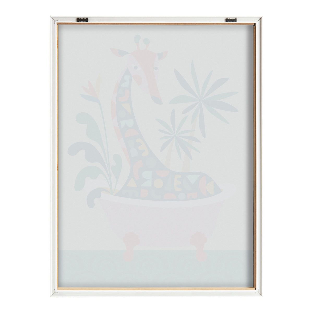 Blake Mid Century Modern Giraffe in Bathtub Framed Printed Glass by Rachel Lee of My Dream Wall