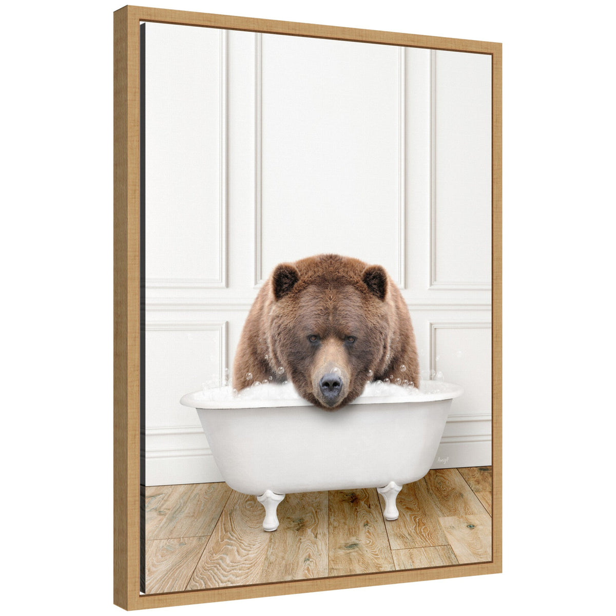 Sylvie Big Bear in Traditional Vintage Bathtub Framed Canvas by Amy Peterson