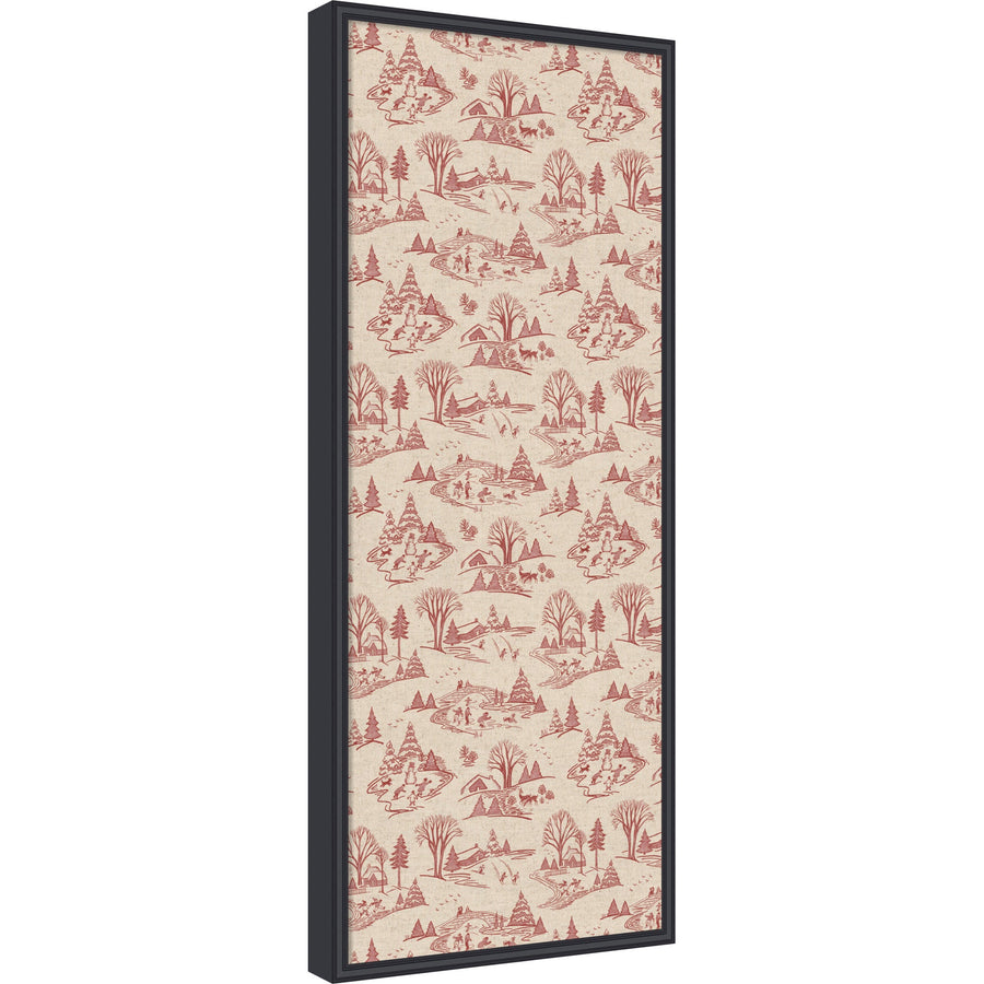 Kate and Laurel Framed Fabric Pinboard Wonderland Red Toile