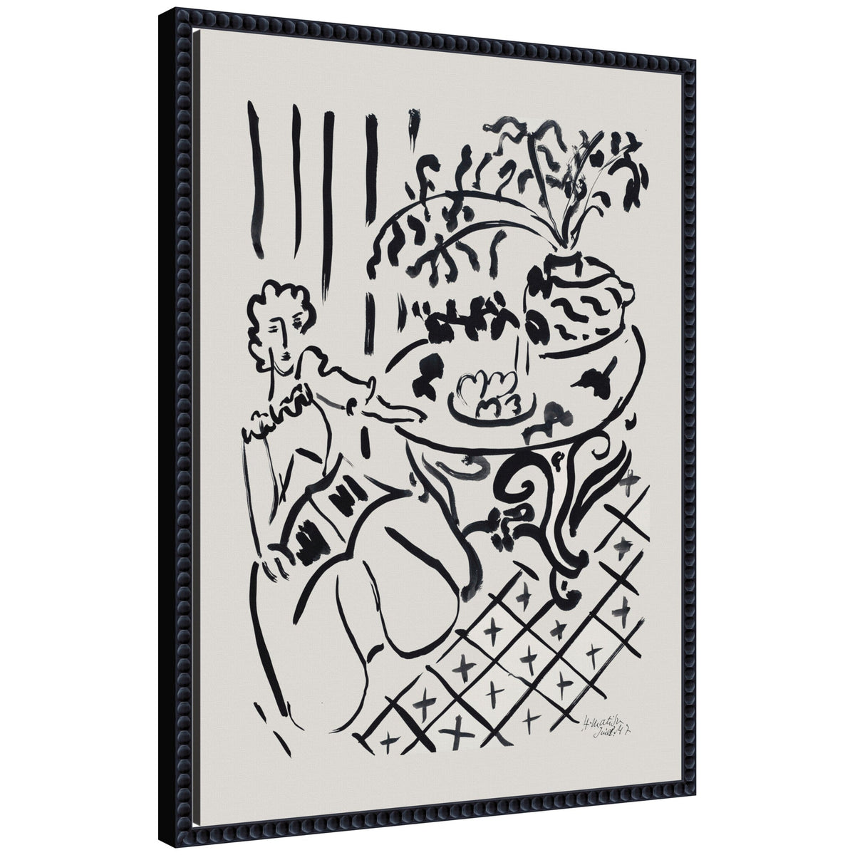 Fille assise a table 1947 Henri Matisse by Nostalgia Prints Framed Canvas Wall Art Print