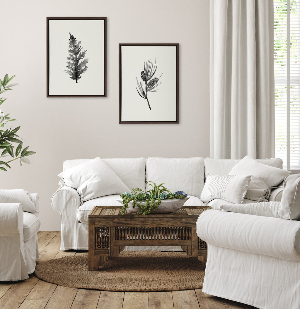 Sylvie Vintage Botanical 3 and 4 Framed Canvas Set of 2 by Teju Reval of SnazzyHues
