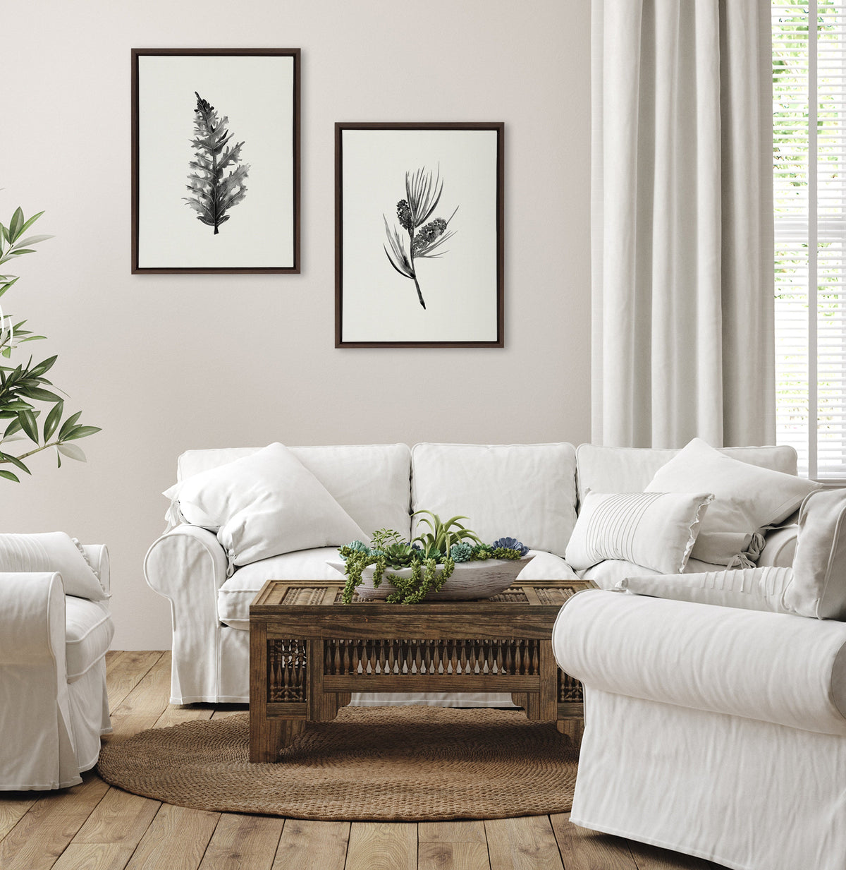 Sylvie Vintage Botanical 3 and 4 Framed Canvas Set of 2 by Teju Reval of SnazzyHues