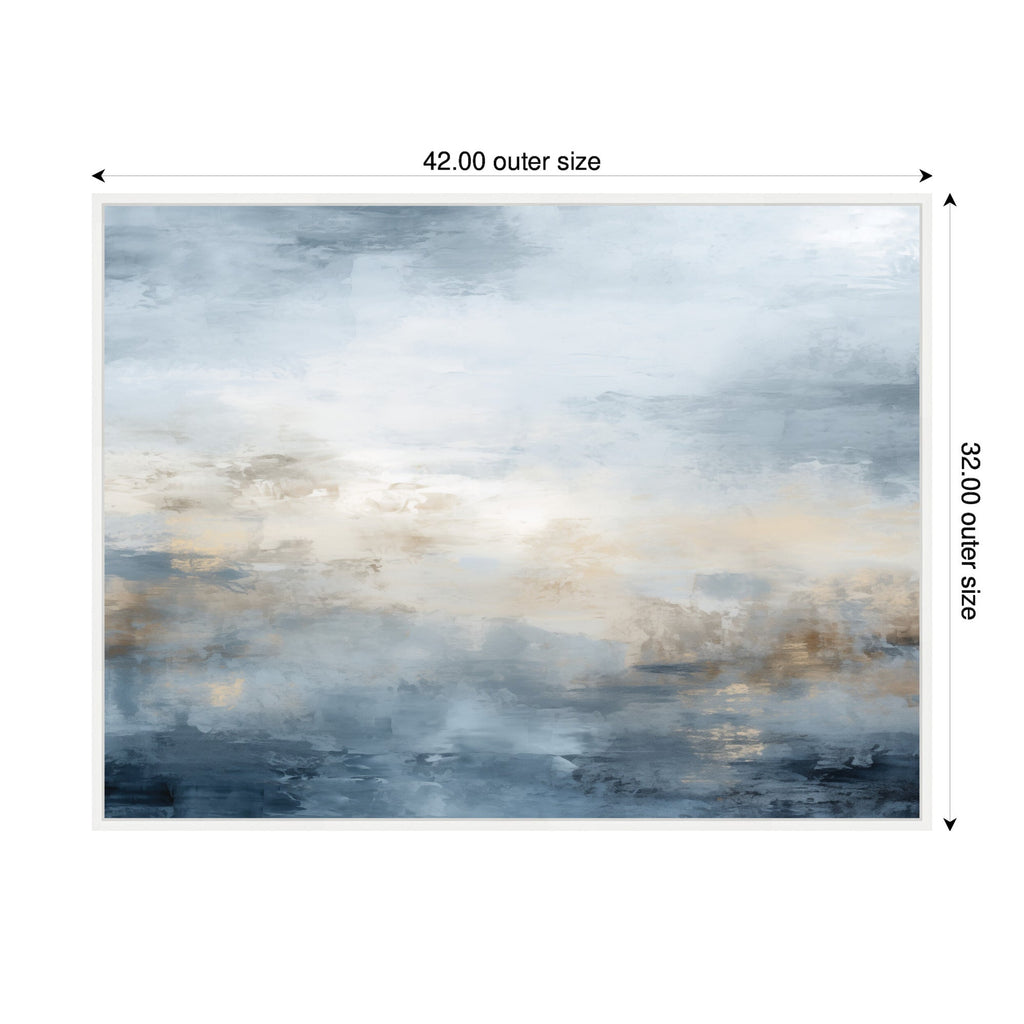 Sylvie Tonal Abstract Oceanic Nautical Serenity Blue Horizontal Framed Canvas by The Creative Bunch Studio