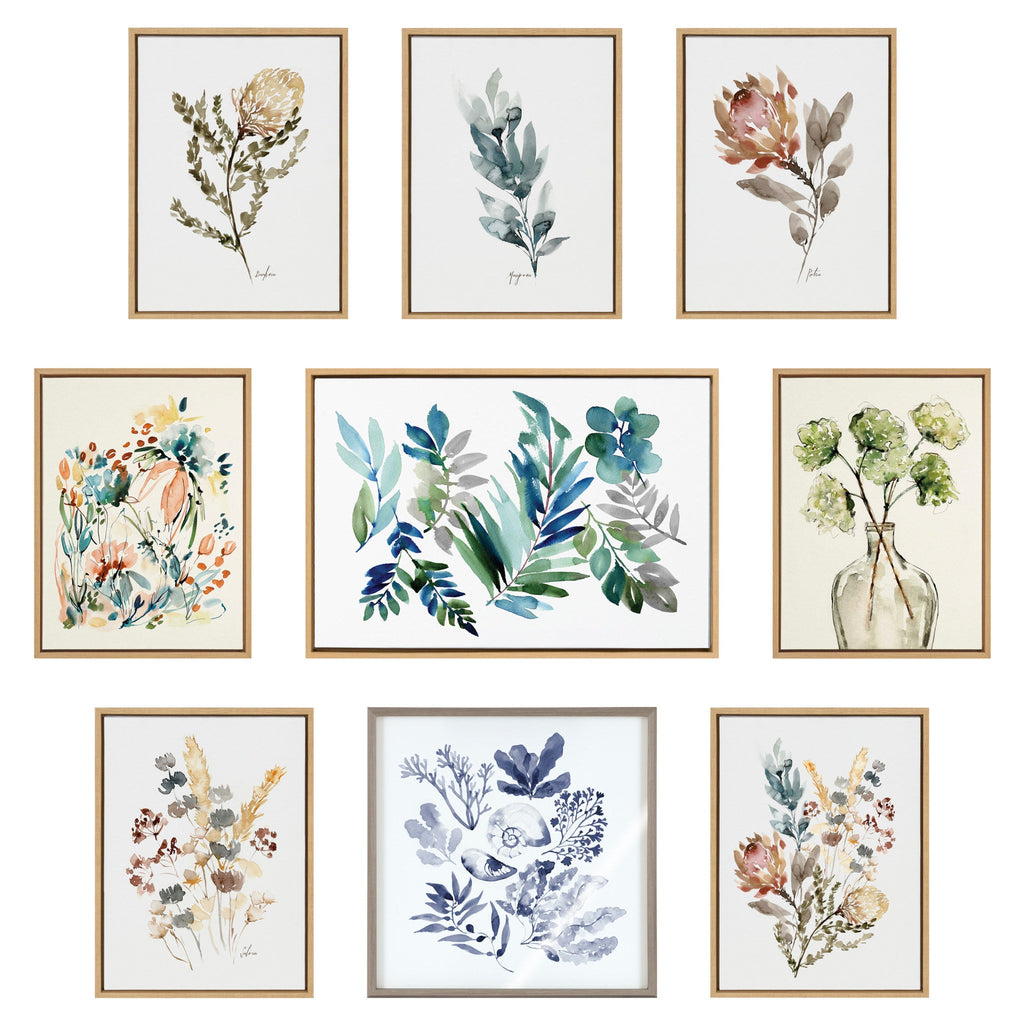 Sylvie Botanical Soft Splitfern and Botanical Soft Maiden Framed Canvas Set of 2 by Sara Berrenson