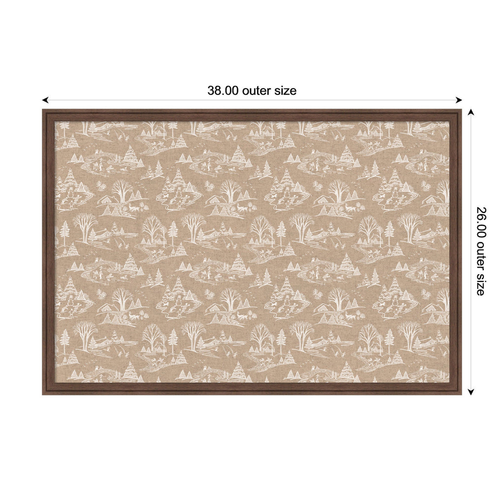 Kate and Laurel Framed Fabric Pinboard Wonderland White Toile