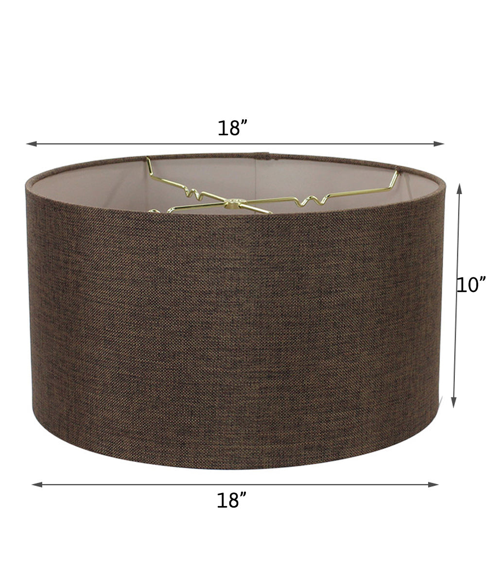Home Concept Chocolate Burlap Shallow Drum Lamp Shade - 18" Top x 18" Bottom x 10" Slant Height, Spider Fitter