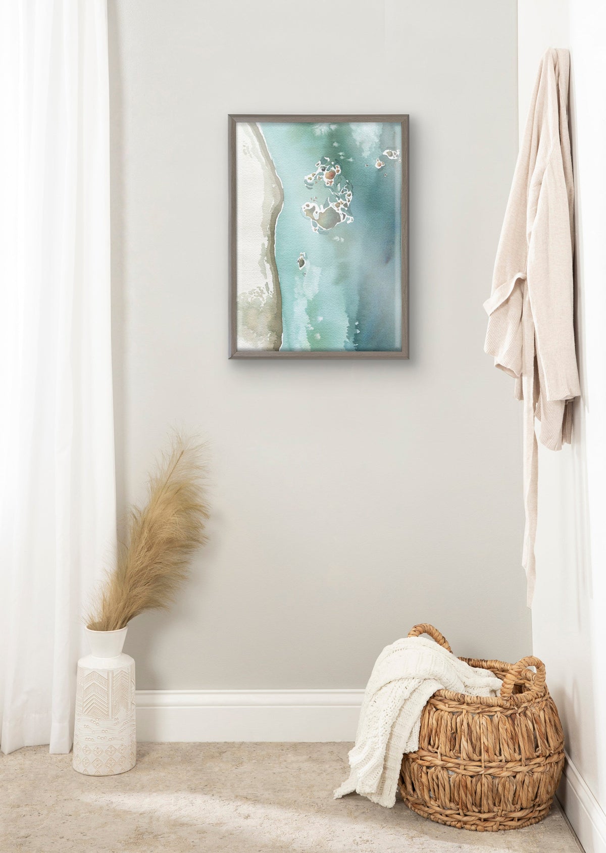 Blake Rocky Shores Framed Printed Glass by Janet Meinke-Lau