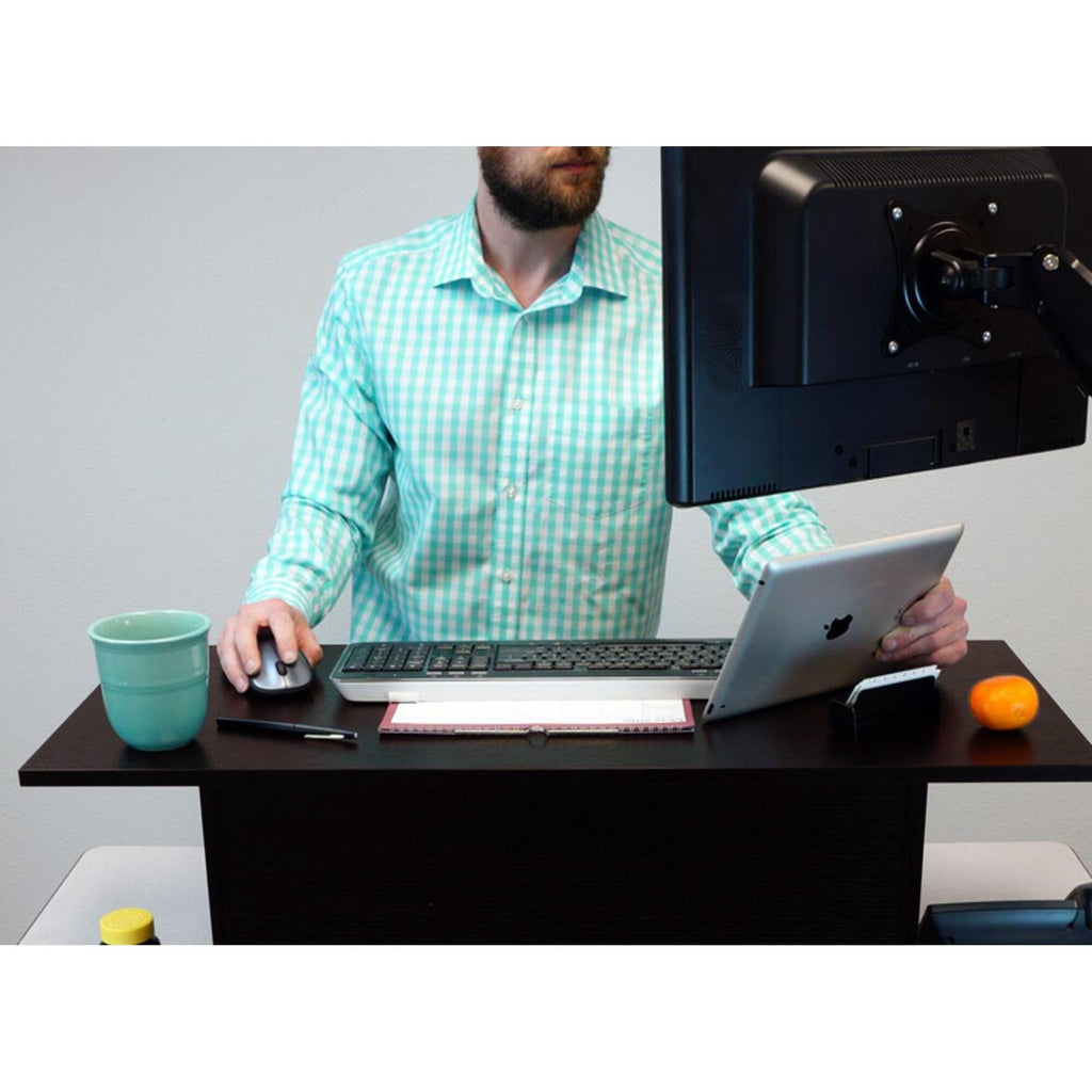 Miracle Desk Portable Standing Desk Converter, Dark Red Cocoa, 12"H