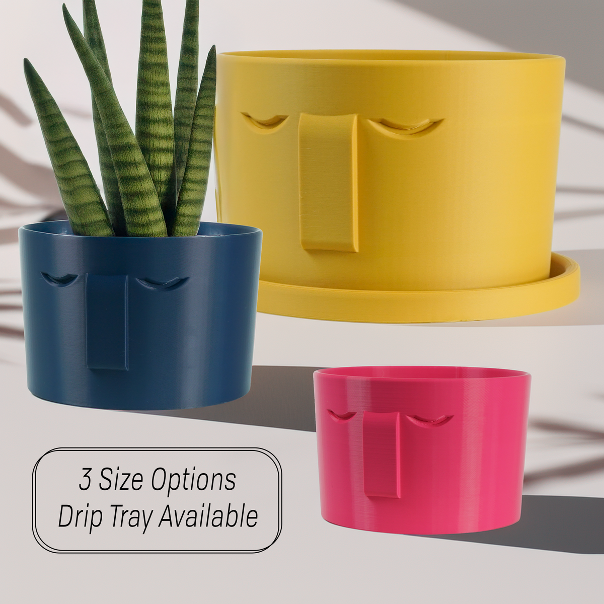 Minimal Face Planter, Small Medium Large, With Drip Tray and Great Drainage
