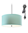Home Concept 2-Light Plug-In Swag Pendant Light 14"w Island Paradise Blue with Diffuser, Black Cord