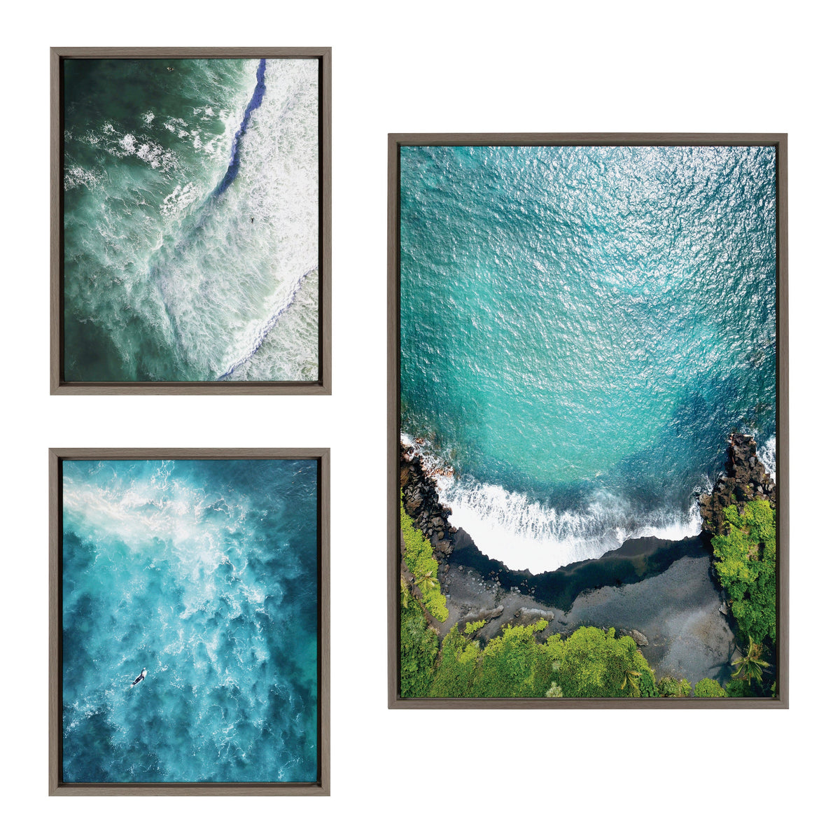 Sylvie Maui Black Sands Beach Framed Canvas Set of 3 by Rachel Bolgov