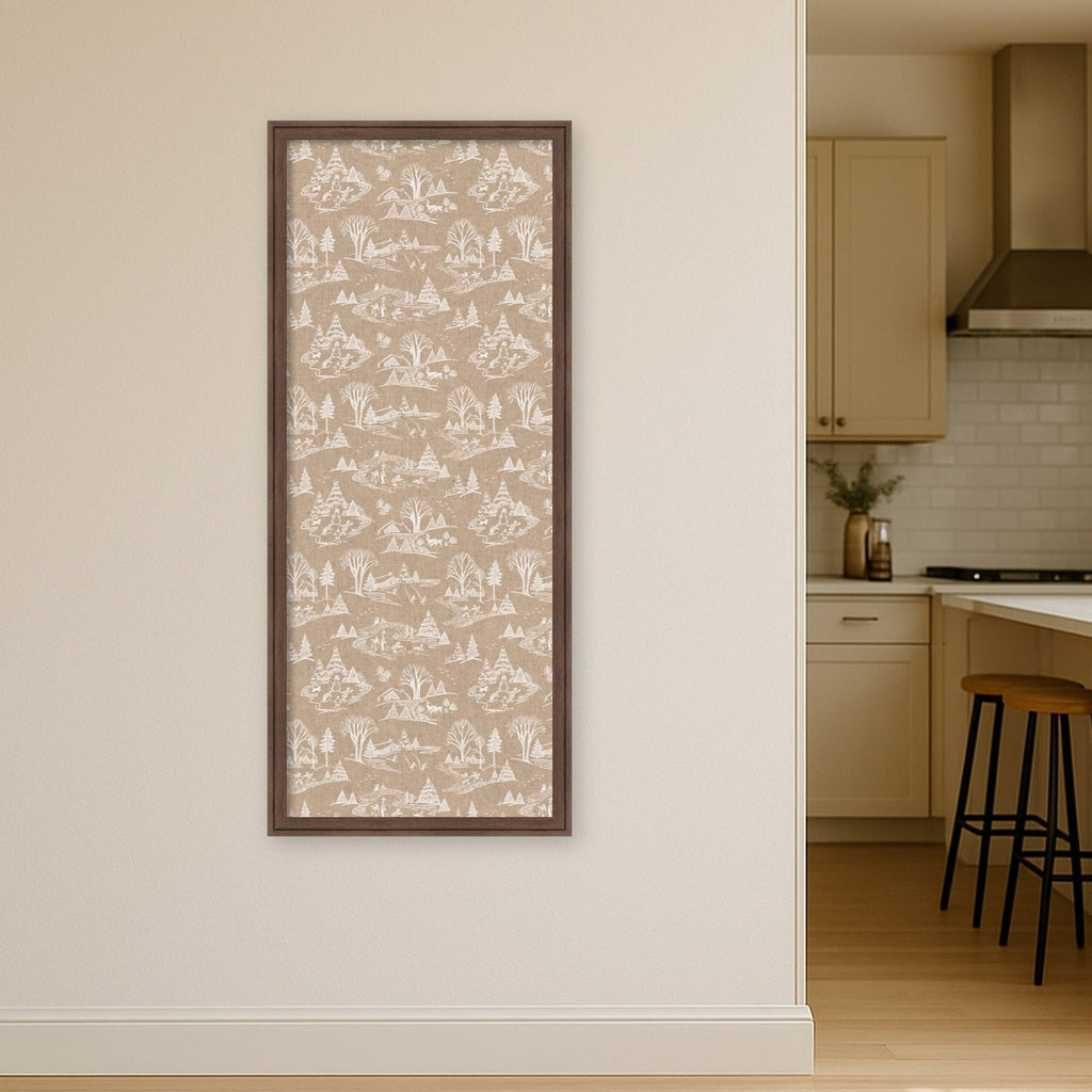 Kate and Laurel Framed Fabric Pinboard Wonderland White Toile