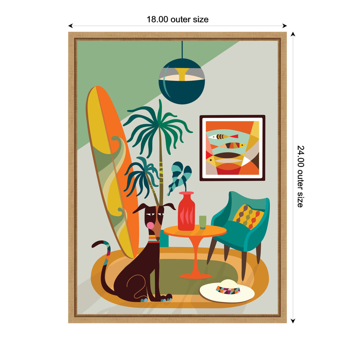 Sylvie MCM Dog Beach Home Framed Canvas by Rachel Lee