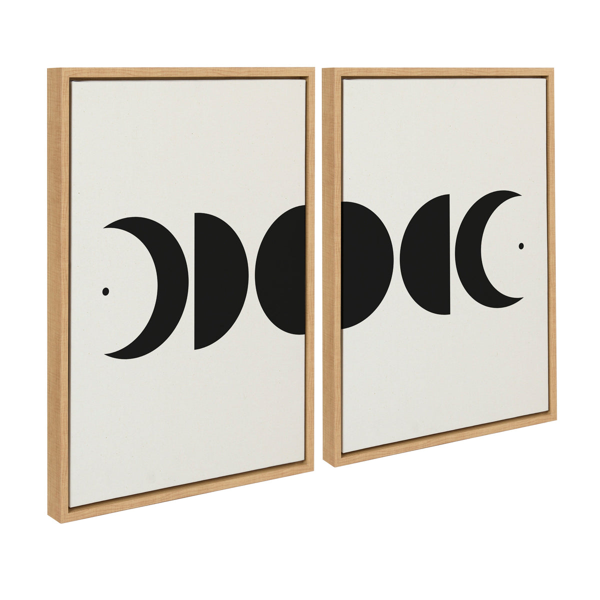Sylvie Modern Geometric Moon Phases Framed Canvas Set of 2 by The Creative Bunch Studio