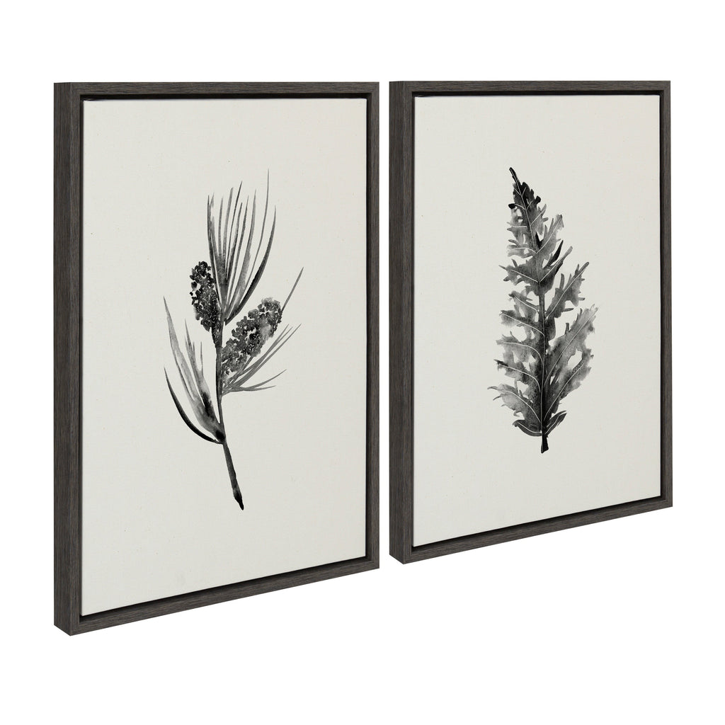 Sylvie Vintage Botanical 3 and 4 Framed Canvas Set of 2 by Teju Reval of SnazzyHues