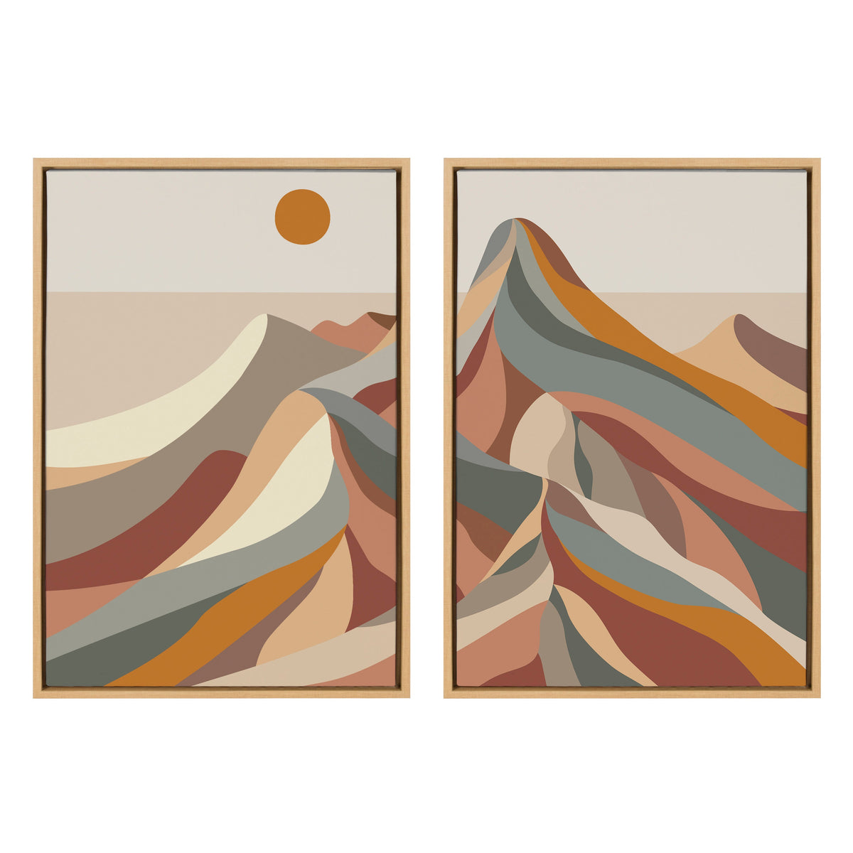 Sylvie Mid Century Modern Mountains Framed Canvas Set of 2 by Rachel Lee of My Dream Wall