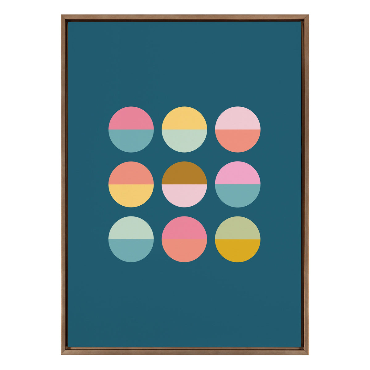 Sylvie Circles In Blue Framed Canvas by Apricot and Birch