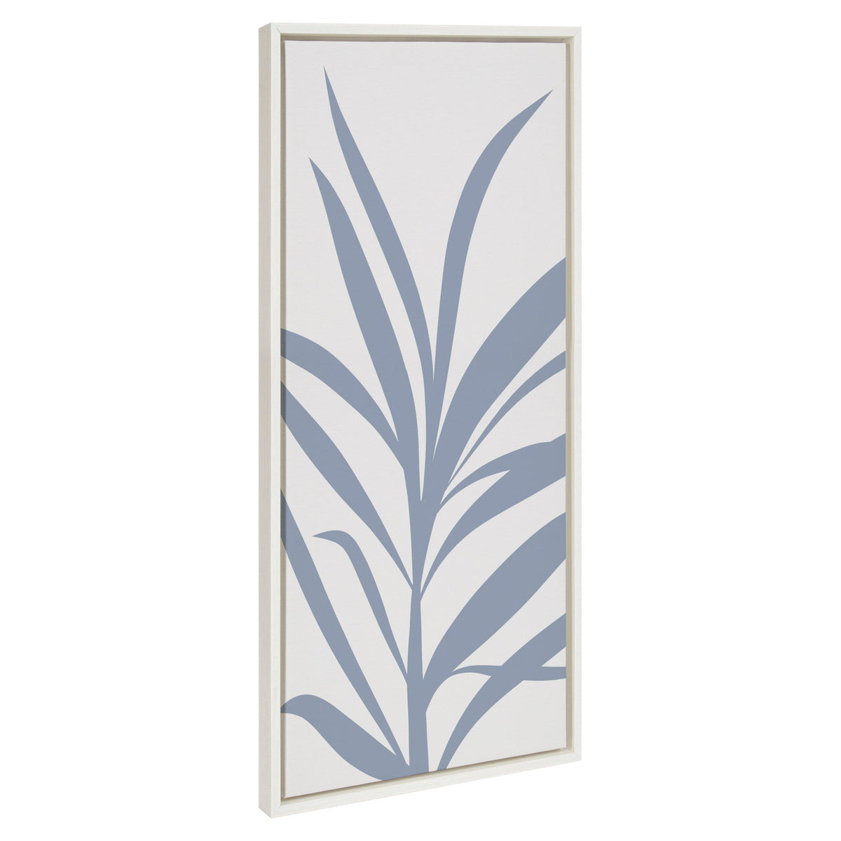 Sylvie Mid Century Retro Jungle Botanical Light Blue Framed Canvas by The Creative Bunch Studio
