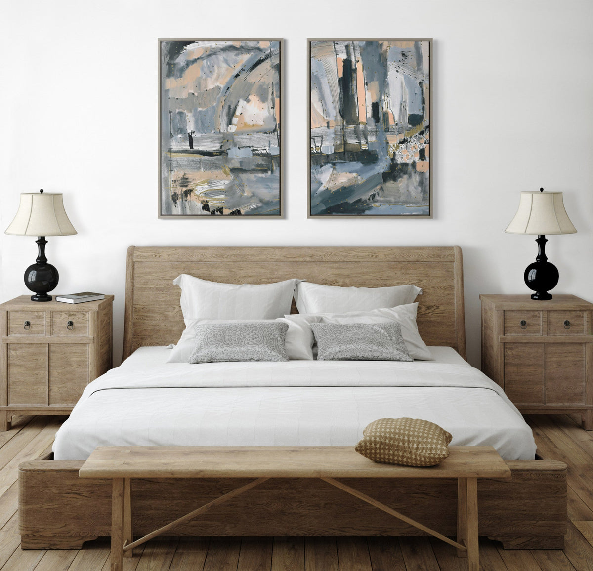 Sylvie Harbor Nights Set No 1 and Harbor Nights Set No 2 Framed Canvas Set of 2 by Leah Nadeau