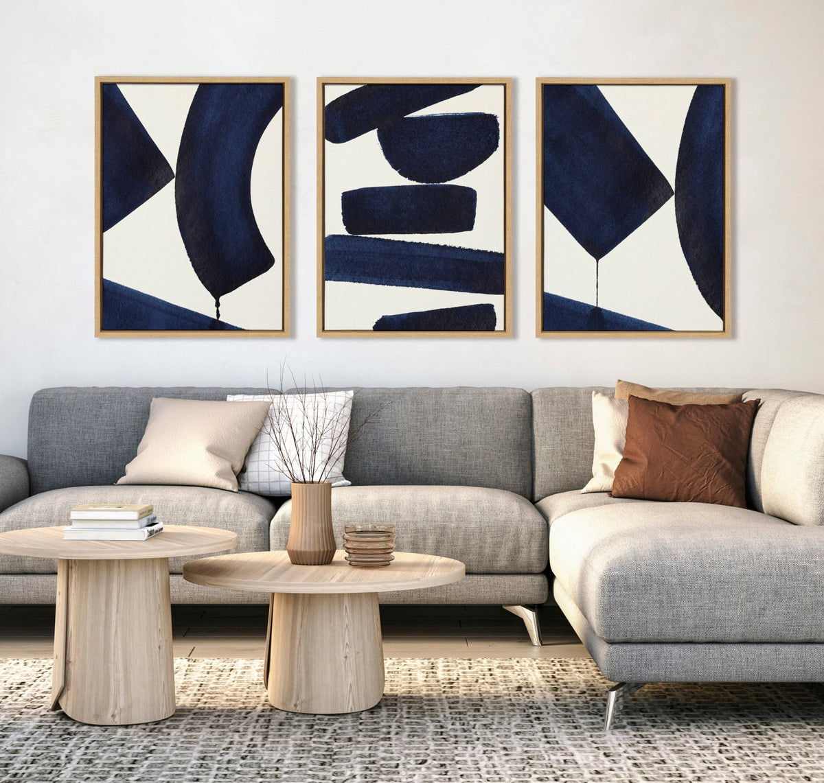 Sylvie Japandi 3, Japandi 26 and Japandi 4 Framed Canvas Set of 3 by Rocket Jack